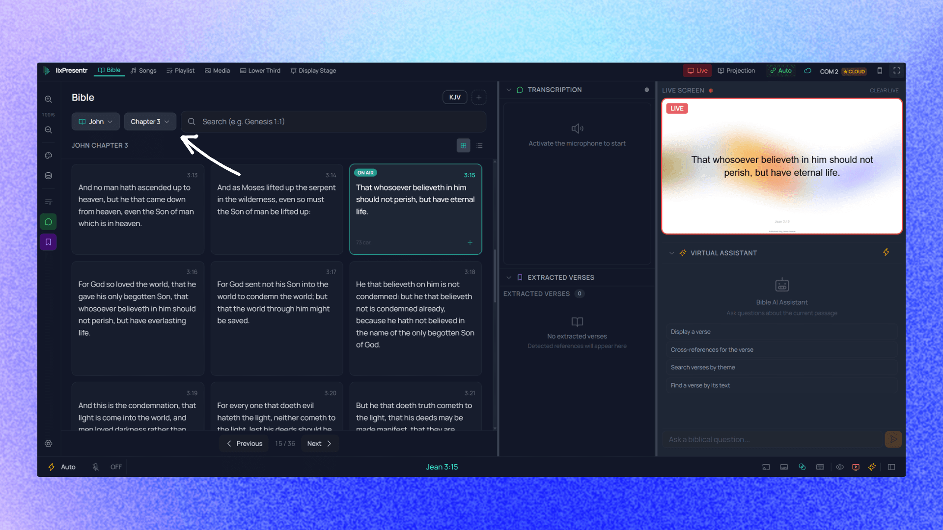 Bible navigation + preview