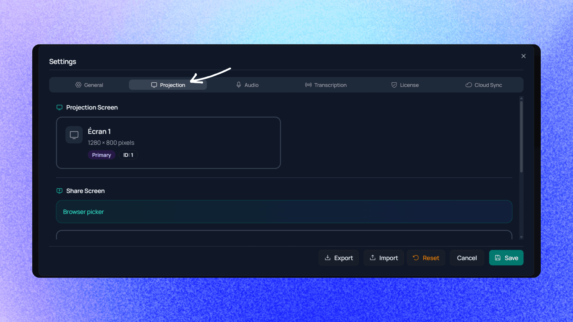 Windows settings — extended mode