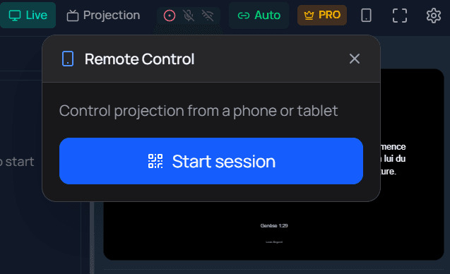 Remote control QR code