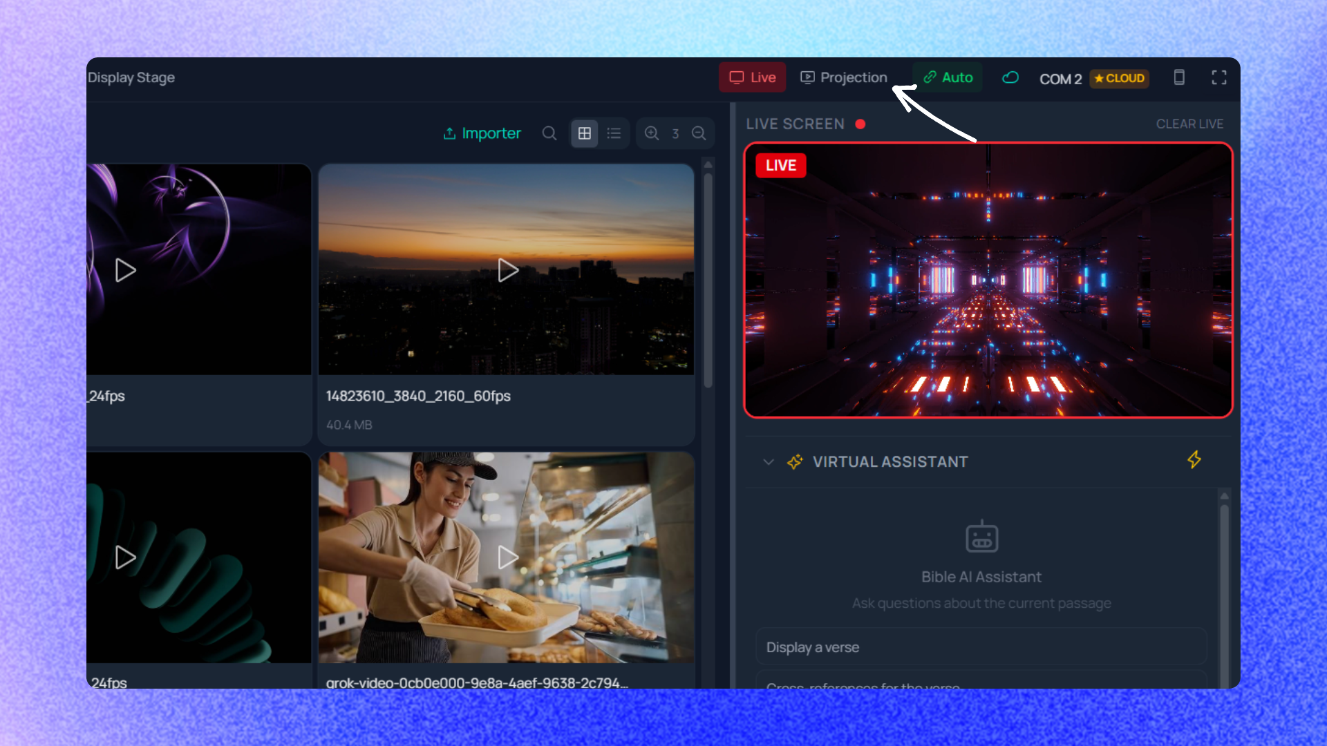 The projection control bar